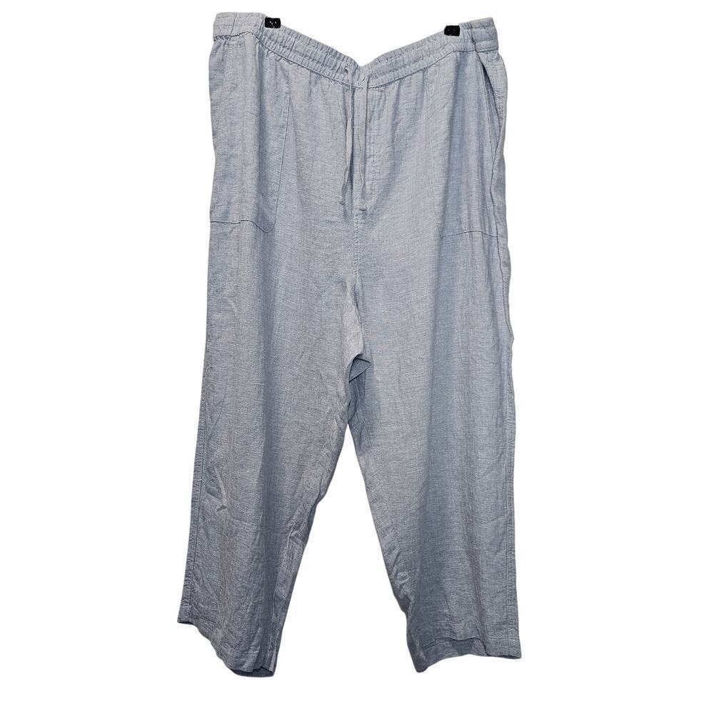 Lucky brand linen blend light blue beachy Cropped Pant size XL - Picture 1 of 8